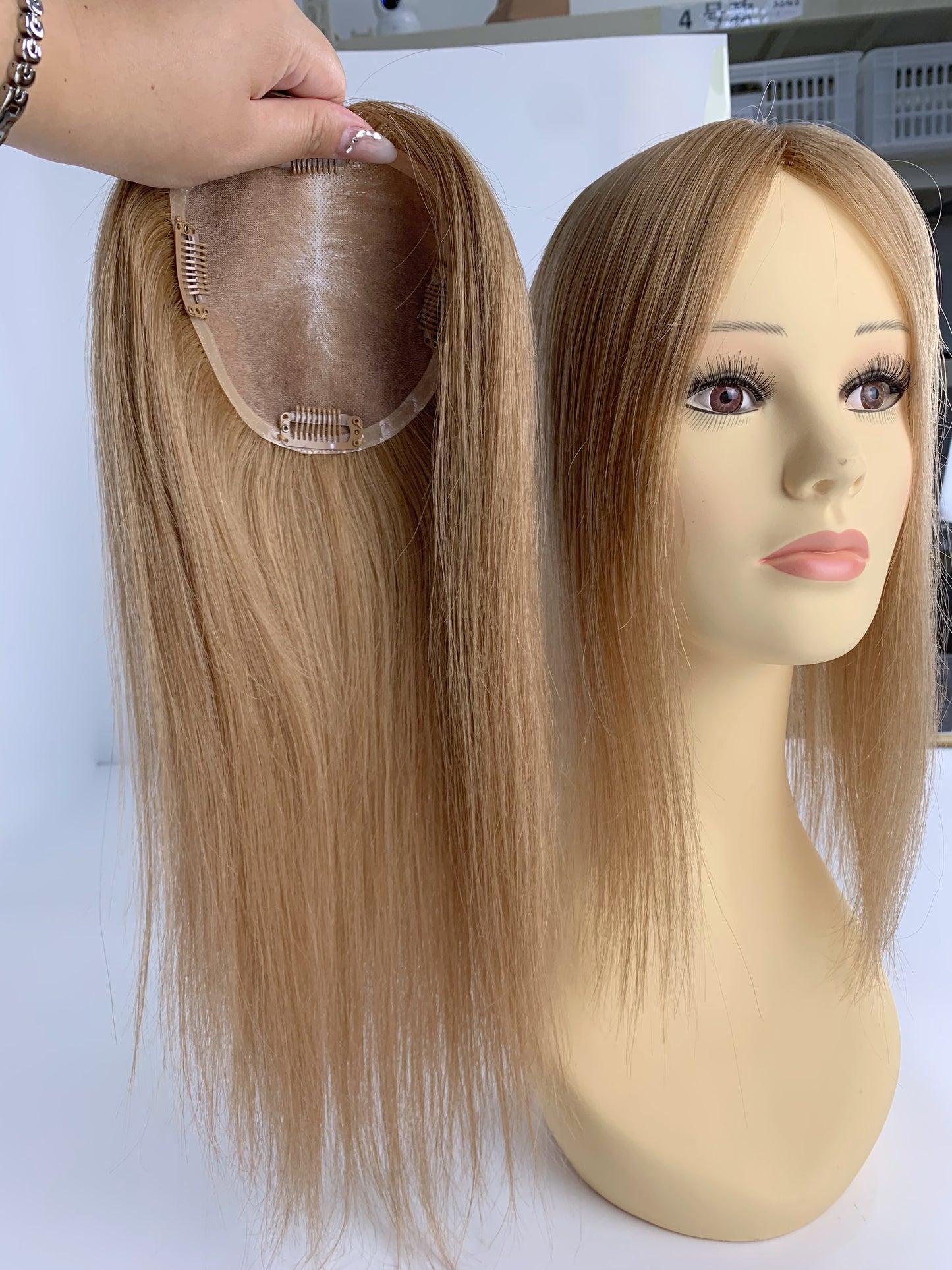 5"*5" Base Clip In Mono Topper Hairpieces Remy Human Hair Natural