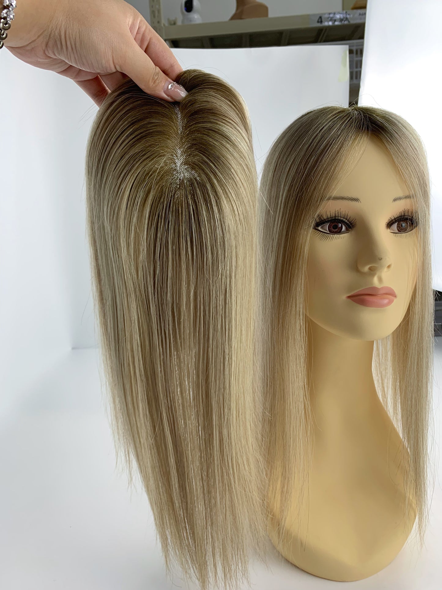 5"*5" Base Clip In Mono Topper Hairpieces Remy Human Hair Natural