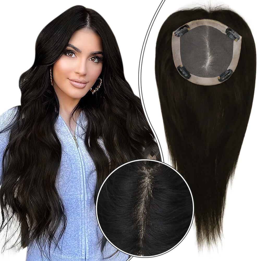 5"*5" Base Clip In Mono Topper Hairpieces Remy Human Hair Natural