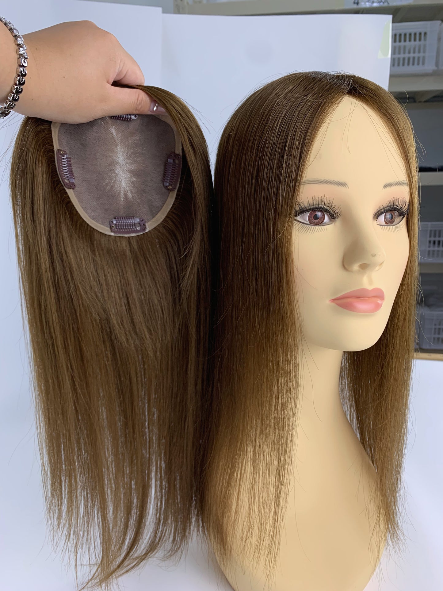 5"*5" Base Clip In Mono Topper Hairpieces Remy Human Hair Natural